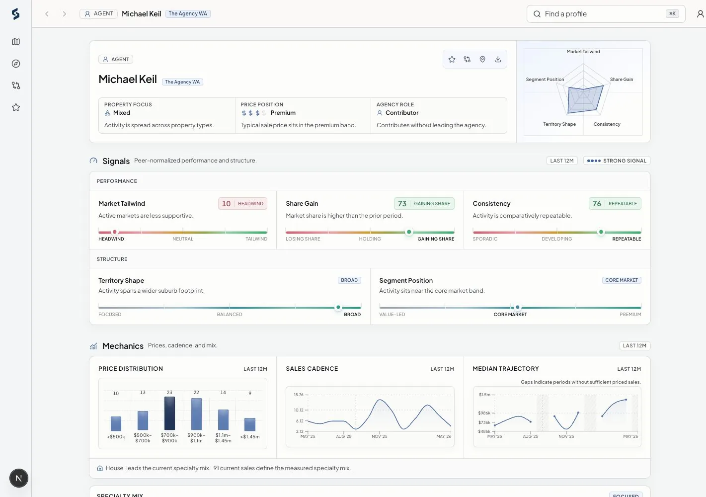 Real estate agent profile inside Siteful